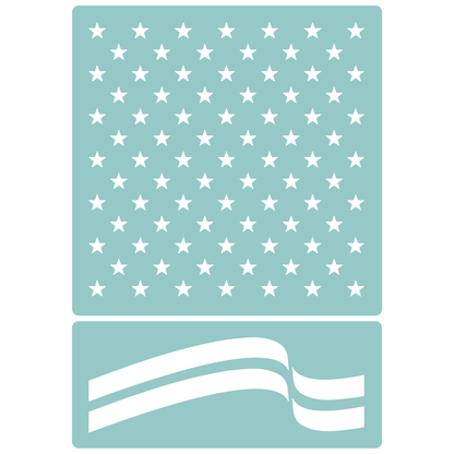 Reusable Stencil - Professional Quality - Stars n Stripes - Made in the UK - Low Adhesive -  Blue Vinyl Material for Cardmaking, Canvas, Paper, Interior Decor, Layering