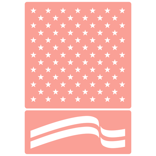 Reusable Stencil - Professional Quality - Stars n Stripes - Made in the UK - High Adhesive -  Pink Vinyl Material for Glass, Mirrors, Bottles, Tiles, Wood