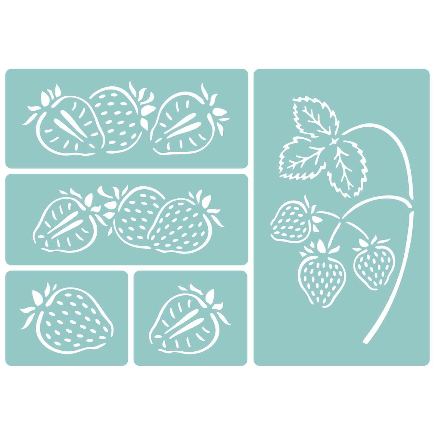 Reusable Stencil - Professional Quality - Strawberries Selection #1 - Made in the UK - Low Adhesive -  Blue Vinyl Material for Cardmaking, Canvas, Paper, Interior Decor, Layering