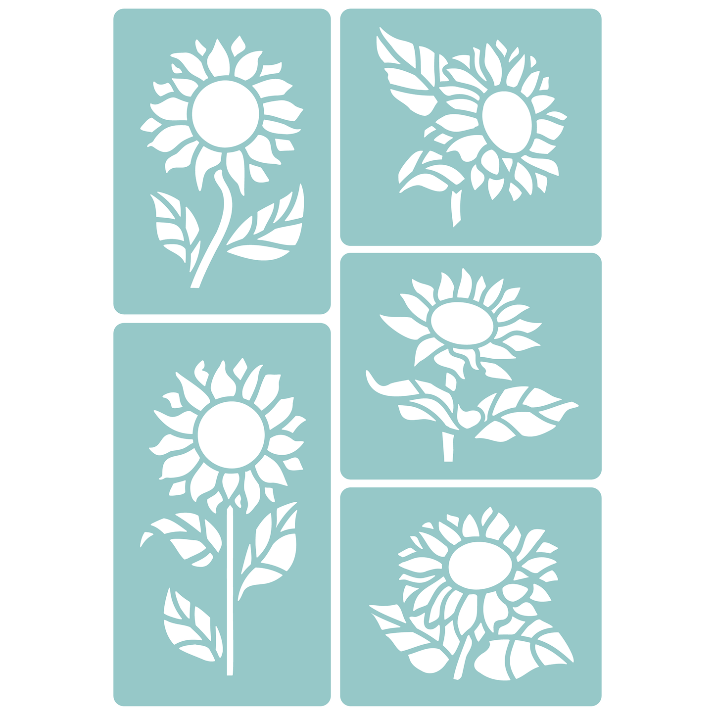 Reusable Stencil - Professional Quality - Sunflower Motif Collection - Made in the UK - Low Adhesive -  Blue Vinyl Material for Cardmaking, Canvas, Paper, Interior Decor, Layering