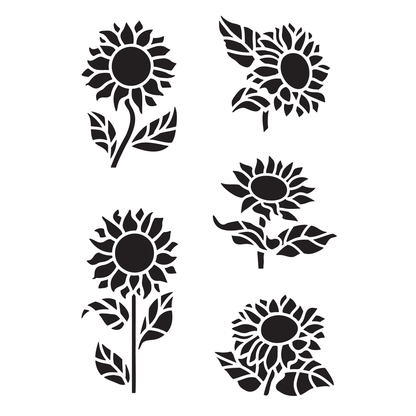 Reusable Stencil - Professional Quality - Sunflower Motif Collection - Made in the UK - Low Adhesive -  Blue Vinyl Material for Cardmaking, Canvas, Paper, Interior Decor, Layering