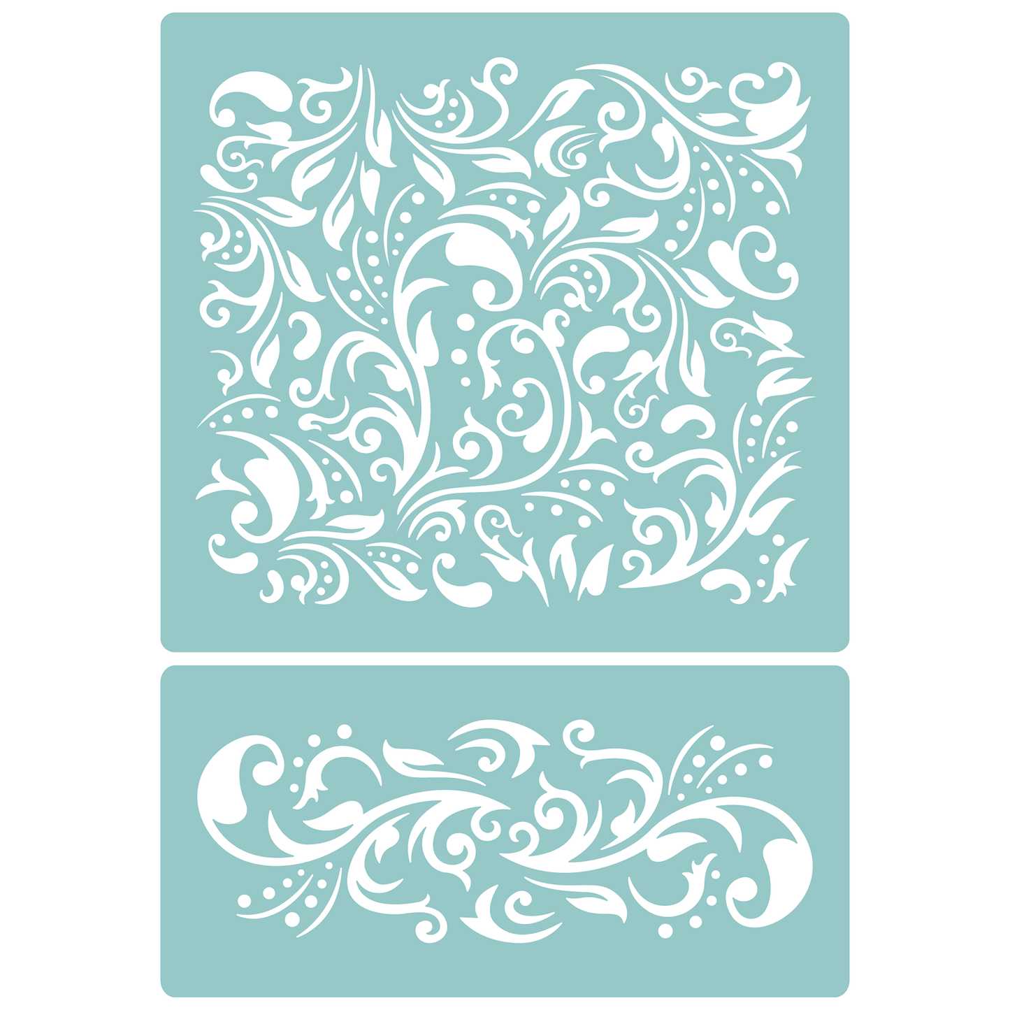 Reusable Stencil - Professional Quality - Swirling Damask Background - Made in the UK - Low Adhesive -  Blue Vinyl Material for Cardmaking, Canvas, Paper, Interior Decor, Layering