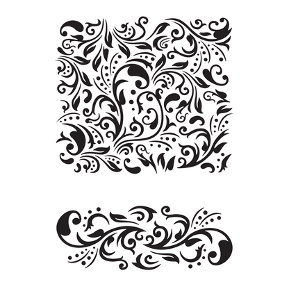 Reusable Stencil - Professional Quality - Swirling Damask Background - Made in the UK - High Adhesive -  Pink Vinyl Material for Glass, Mirrors, Bottles, Tiles, Wood