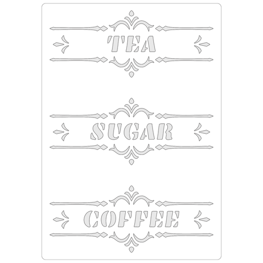 Reusable Stencil - Professional Quality - Tea, Sugar, Coffee - Made in the UK - Food Safe Non Adhesive -  White Laser Cut PET Material for Cakes, Cookies, Coffees, Serving Plates
