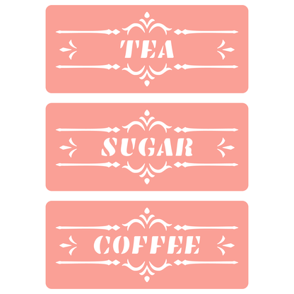Reusable Stencil - Professional Quality - Tea, Sugar, Coffee - Made in the UK - High Adhesive -  Pink Vinyl Material for Glass, Mirrors, Bottles, Tiles, Wood