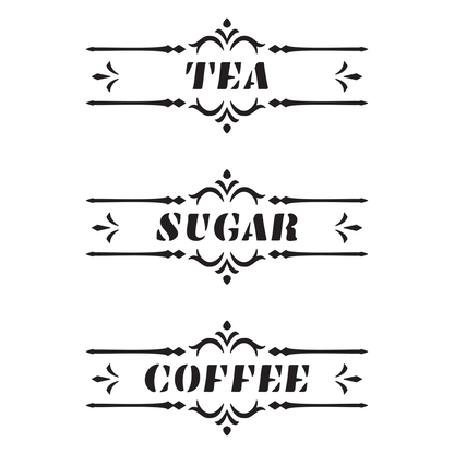 Reusable Stencil - Professional Quality - Tea, Sugar, Coffee - Made in the UK - High Adhesive -  Pink Vinyl Material for Glass, Mirrors, Bottles, Tiles, Wood