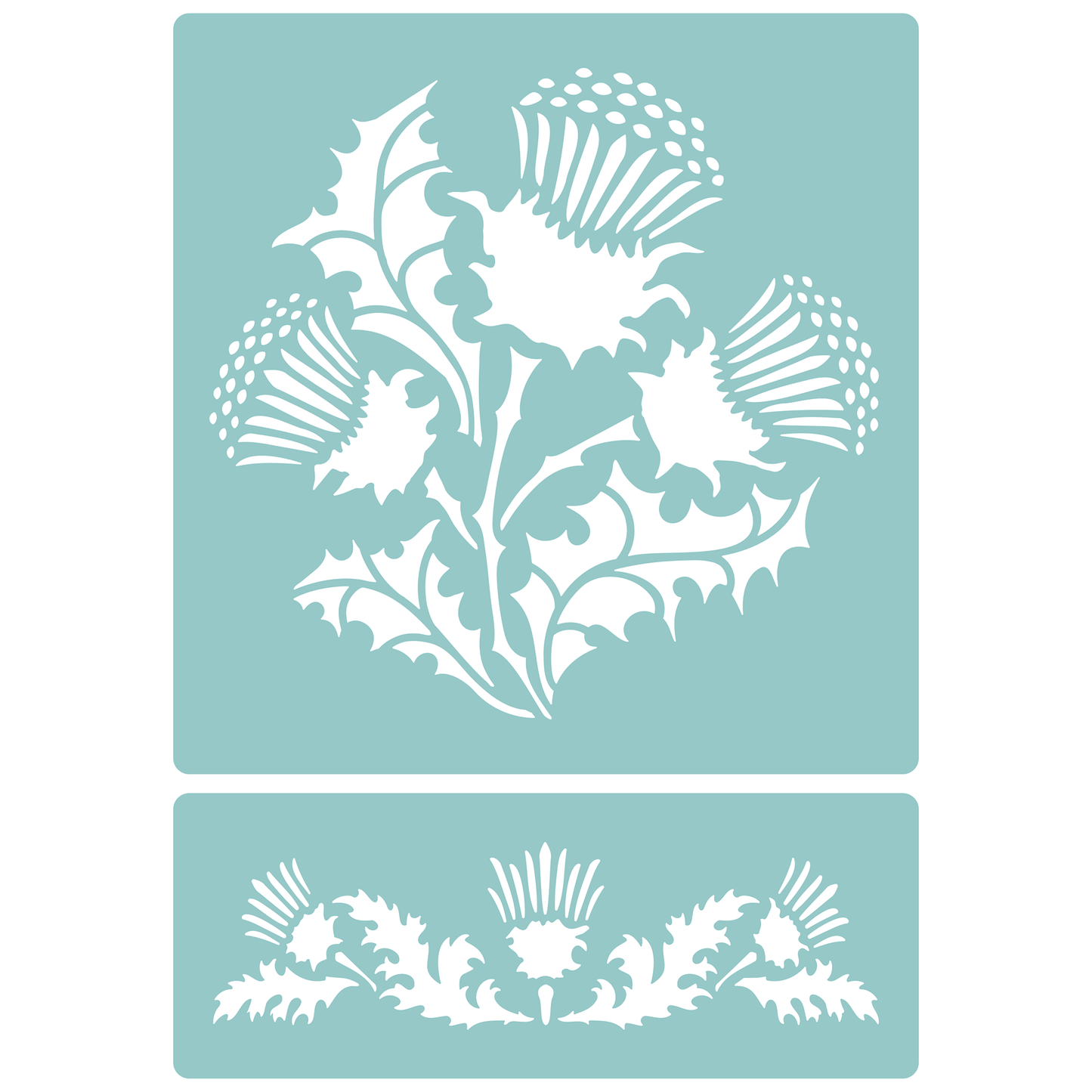 Reusable Stencil - Professional Quality - Thistle Motifs - Made in the UK - Low Adhesive -  Blue Vinyl Material for Cardmaking, Canvas, Paper, Interior Decor, Layering