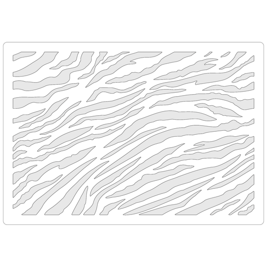 Reusable Stencil - Professional Quality - Tiger Stripes - Made in the UK - Food Safe Non Adhesive -  White Laser Cut PET Material for Cakes, Cookies, Coffees, Serving Plates