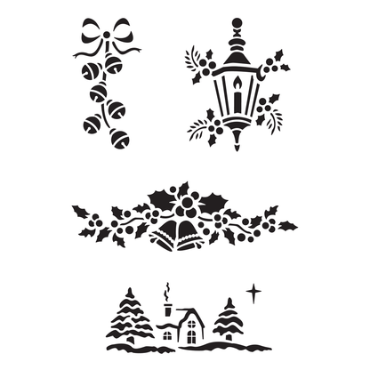 Reusable Stencil - Professional Quality - Traditional Christmas Collection - Made in the UK - Low Adhesive -  Blue Vinyl Material for Cardmaking, Canvas, Paper, Interior Decor, Layering
