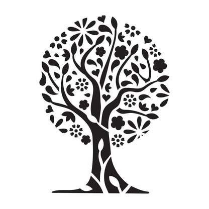 Reusable Stencil - Professional Quality - Tree Of Flowers - Made in the UK - High Adhesive -  Pink Vinyl Material for Glass, Mirrors, Bottles, Tiles, Wood