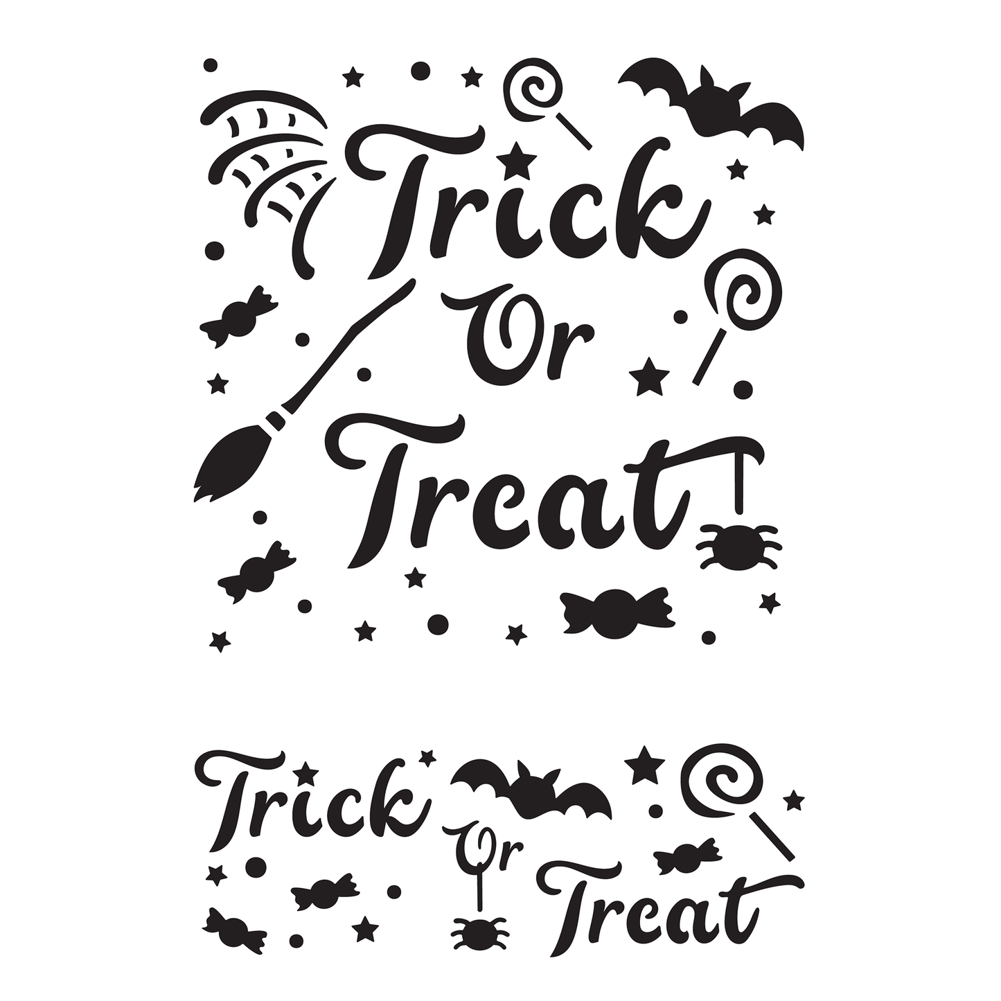 Reusable Stencil - Professional Quality - Trick Or Treat - Made in the UK - Low Adhesive -  Blue Vinyl Material for Cardmaking, Canvas, Paper, Interior Decor, Layering