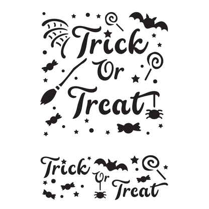 Reusable Stencil - Professional Quality - Trick Or Treat - Made in the UK - Low Adhesive -  Blue Vinyl Material for Cardmaking, Canvas, Paper, Interior Decor, Layering