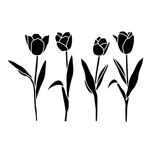 Reusable Stencil - Professional Quality - Tulips Collection - Made in the UK - Low Adhesive -  Blue Vinyl Material for Cardmaking, Canvas, Paper, Interior Decor, Layering