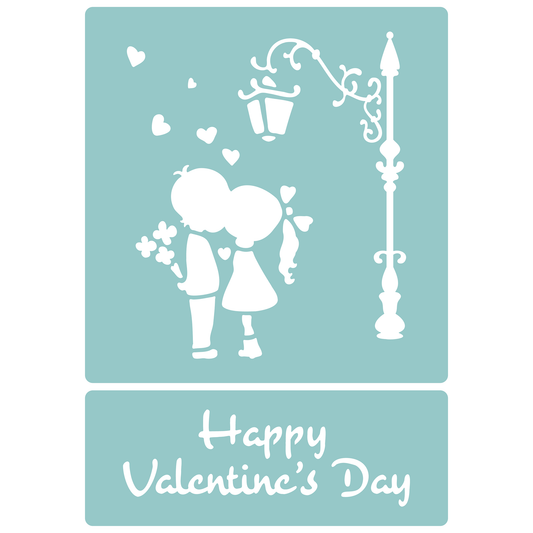 Reusable Stencil - Professional Quality - Valentine Streetlamp - Made in the UK - Low Adhesive -  Blue Vinyl Material for Cardmaking, Canvas, Paper, Interior Decor, Layering