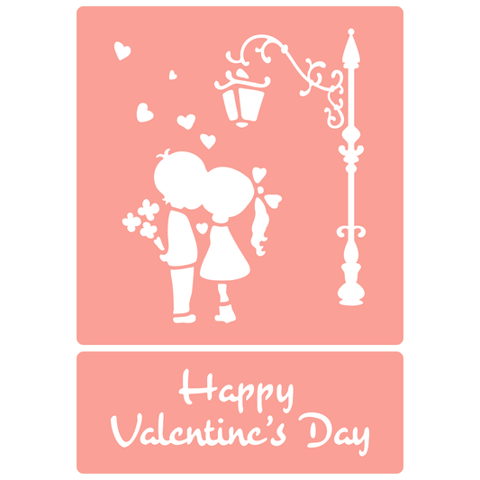 Reusable Stencil - Professional Quality - Valentine Streetlamp - Made in the UK - High Adhesive -  Pink Vinyl Material for Glass, Mirrors, Bottles, Tiles, Wood