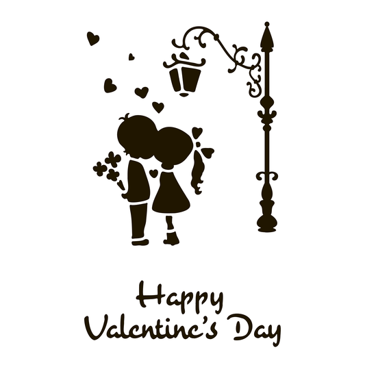 Reusable Stencil - Professional Quality - Valentine Streetlamp - Made in the UK - High Adhesive -  Pink Vinyl Material for Glass, Mirrors, Bottles, Tiles, Wood
