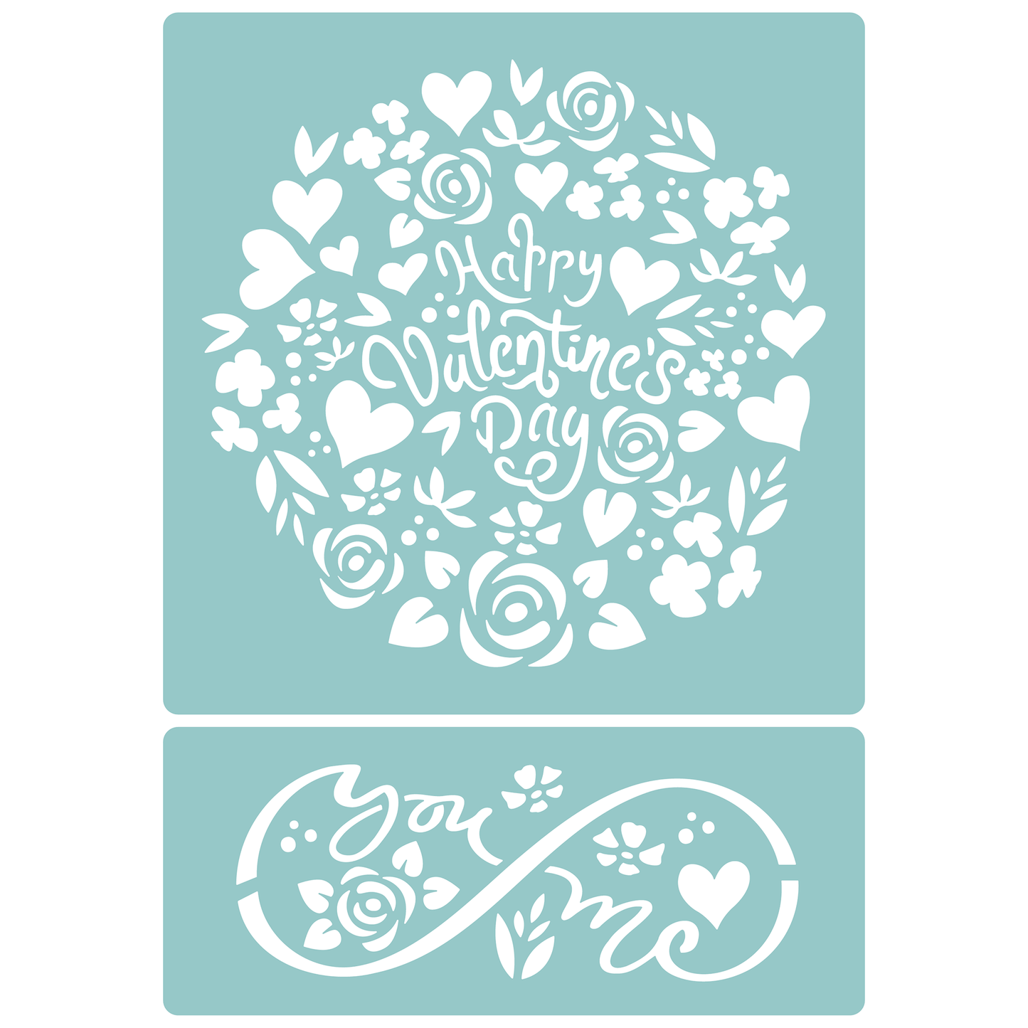 Reusable Stencil - Professional Quality - Valentine's Day Roundel - Made in the UK - Low Adhesive -  Blue Vinyl Material for Cardmaking, Canvas, Paper, Interior Decor, Layering