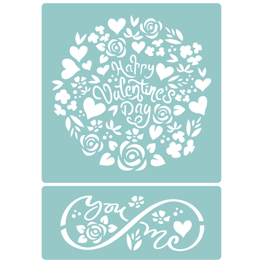 Reusable Stencil - Professional Quality - Valentine's Day Roundel - Made in the UK - Low Adhesive -  Blue Vinyl Material for Cardmaking, Canvas, Paper, Interior Decor, Layering