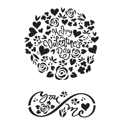 Reusable Stencil - Professional Quality - Valentine's Day Roundel - Made in the UK - High Adhesive -  Pink Vinyl Material for Glass, Mirrors, Bottles, Tiles, Wood