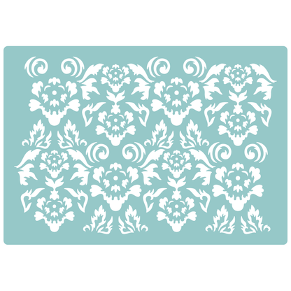 Reusable Stencil - Professional Quality - Vintage Flower Background - Made in the UK - Low Adhesive -  Blue Vinyl Material for Cardmaking, Canvas, Paper, Interior Decor, Layering