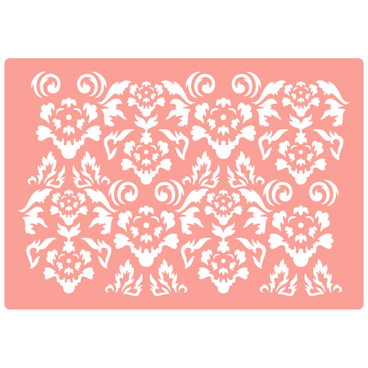 Reusable Stencil - Professional Quality - Vintage Flower Background - Made in the UK - High Adhesive -  Pink Vinyl Material for Glass, Mirrors, Bottles, Tiles, Wood