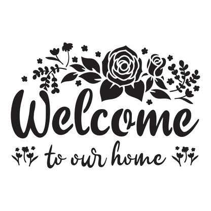 Reusable Stencil - Professional Quality - Welcome To Our Home - Made in the UK - Low Adhesive -  Blue Vinyl Material for Cardmaking, Canvas, Paper, Interior Decor, Layering
