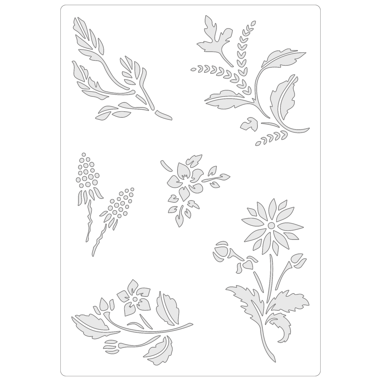 Reusable Stencil - Professional Quality - Wildflower Collection #2 - Made in the UK - Food Safe Non Adhesive -  White Laser Cut PET Material for Cakes, Cookies, Coffees, Serving Plates