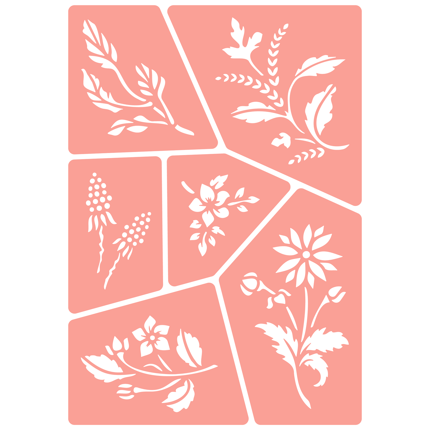 Reusable Stencil - Professional Quality - Wildflower Collection #2 - Made in the UK - High Adhesive -  Pink Vinyl Material for Glass, Mirrors, Bottles, Tiles, Wood