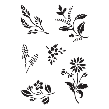 Reusable Stencil - Professional Quality - Wildflower Collection #2 - Made in the UK - High Adhesive -  Pink Vinyl Material for Glass, Mirrors, Bottles, Tiles, Wood