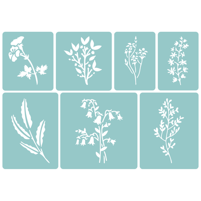 Reusable Stencil - Professional Quality - Wildflower Collection #3 - Made in the UK - Low Adhesive -  Blue Vinyl Material for Cardmaking, Canvas, Paper, Interior Decor, Layering