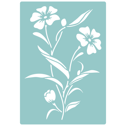 Reusable Stencil - Professional Quality - Wildflower Illustration - Made in the UK - Low Adhesive -  Blue Vinyl Material for Cardmaking, Canvas, Paper, Interior Decor, Layering