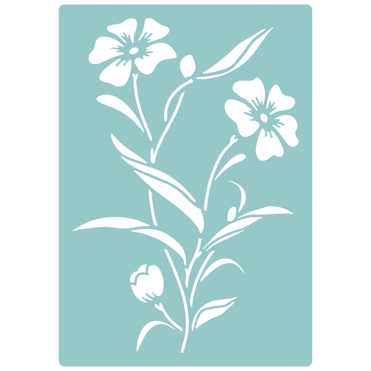 Reusable Stencil - Professional Quality - Wildflower Illustration - Made in the UK - Low Adhesive -  Blue Vinyl Material for Cardmaking, Canvas, Paper, Interior Decor, Layering