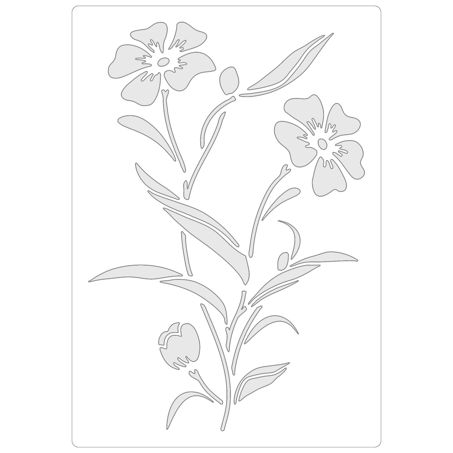 Reusable Stencil - Professional Quality - Wildflower Illustration - Made in the UK - Food Safe Non Adhesive -  White Laser Cut PET Material for Cakes, Cookies, Coffees, Serving Plates