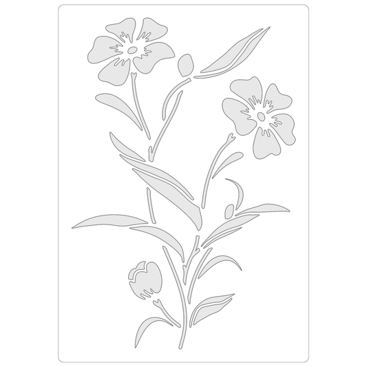 Reusable Stencil - Professional Quality - Wildflower Illustration - Made in the UK - Food Safe Non Adhesive -  White Laser Cut PET Material for Cakes, Cookies, Coffees, Serving Plates