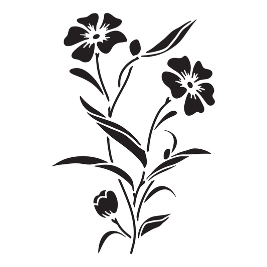 Reusable Stencil - Professional Quality - Wildflower Illustration - Made in the UK - Low Adhesive -  Blue Vinyl Material for Cardmaking, Canvas, Paper, Interior Decor, Layering