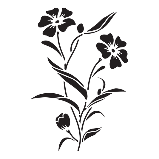 Reusable Stencil - Professional Quality - Wildflower Illustration - Made in the UK - Food Safe Non Adhesive -  White Laser Cut PET Material for Cakes, Cookies, Coffees, Serving Plates