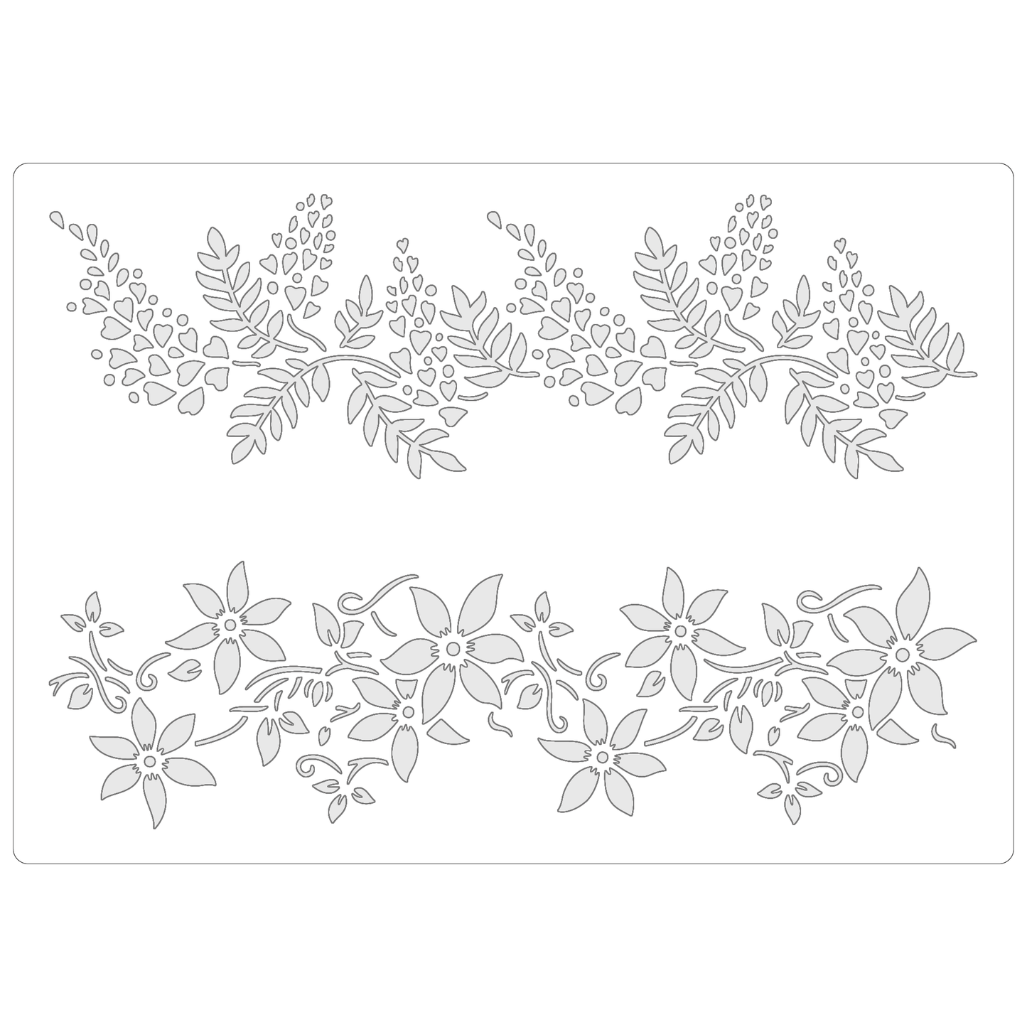 Reusable Stencil - Professional Quality - Wisteria & Clematis - Made in the UK - Food Safe Non Adhesive -  White Laser Cut PET Material for Cakes, Cookies, Coffees, Serving Plates