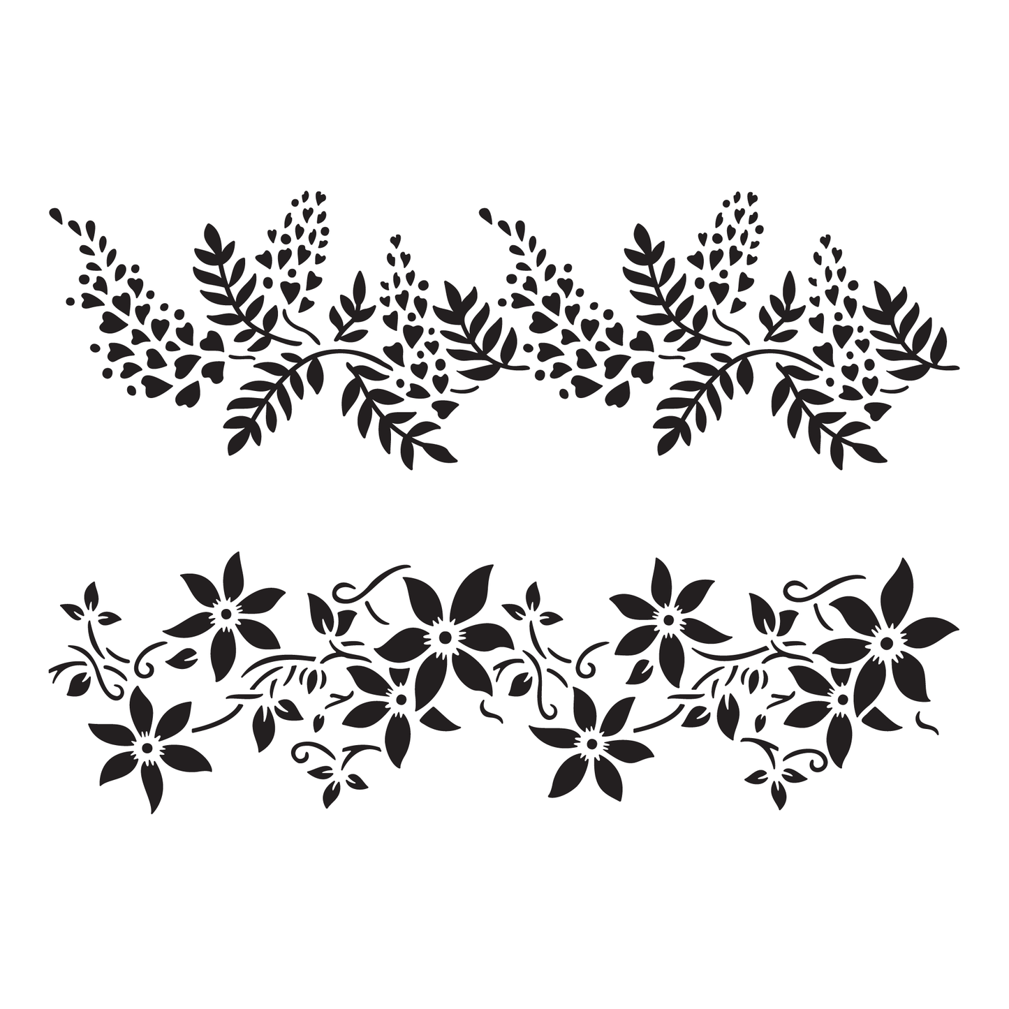 Reusable Stencil - Professional Quality - Wisteria & Clematis - Made in the UK - Food Safe Non Adhesive -  White Laser Cut PET Material for Cakes, Cookies, Coffees, Serving Plates
