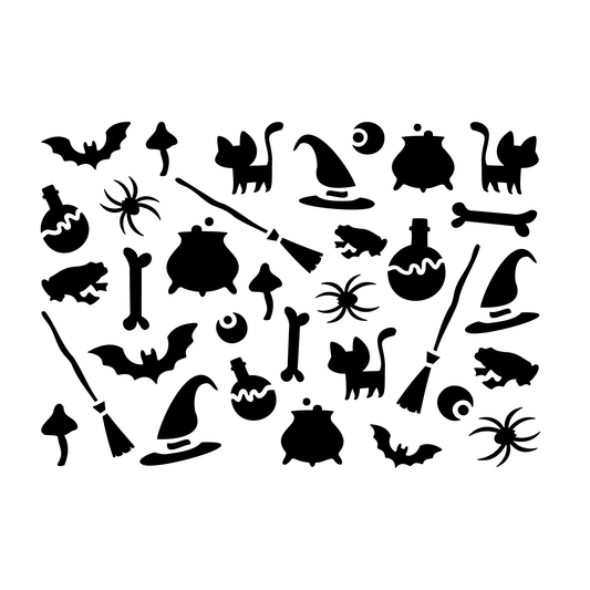 Reusable Stencil - Professional Quality - Witch's Brew Background #1 - Made in the UK - Low Adhesive -  Blue Vinyl Material for Cardmaking, Canvas, Paper, Interior Decor, Layering